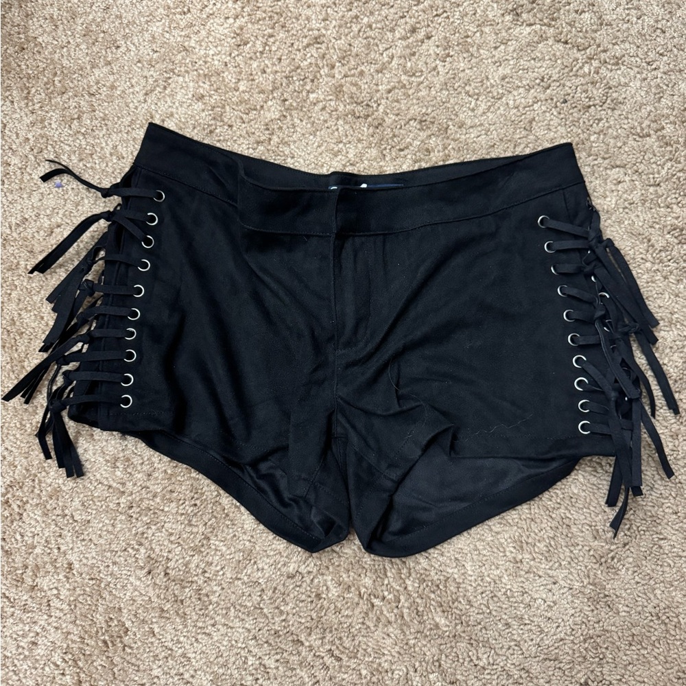 Boom Boom Jeans Black Lace-Up Shorts